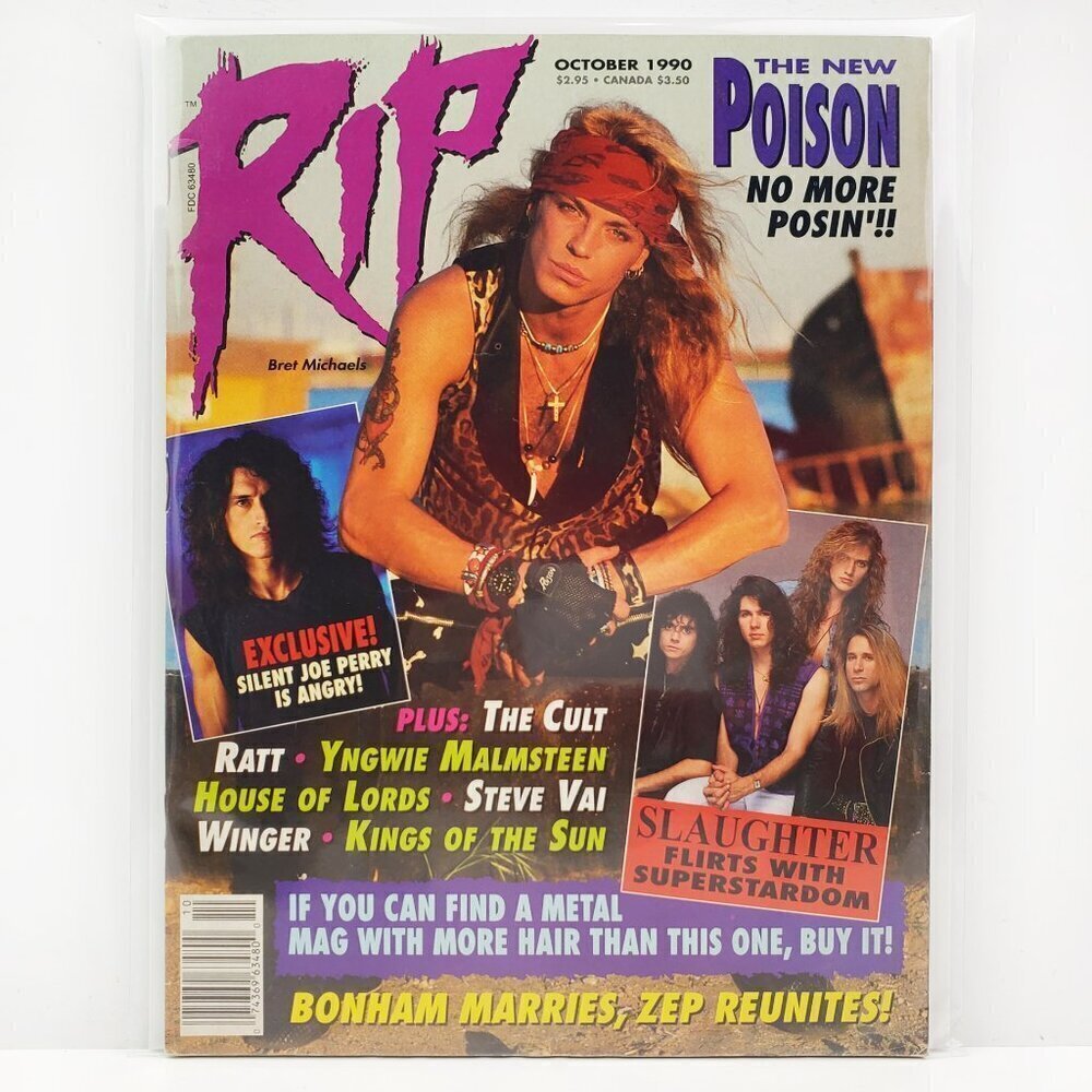 RIP Magazine VTG 1990 Bret Michaels Poison Metallica Cult Ratt Slaughter Unread